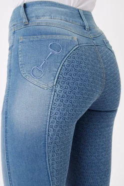 * Kaia – Naisten KorkeaVyötaroiset Farkkuratsastushousut Silikonipainetuilla Kokopaikoilla