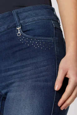 * Kaia Denim Kokopaikkaiset Ratsastushousut Silikonipainatuksilla Ja Kristallisomisteilla