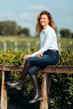 * Naisten Denim Ratsastushousut Nahkaisilla Kokopaikoilla Ja Silikonipainatuksilla