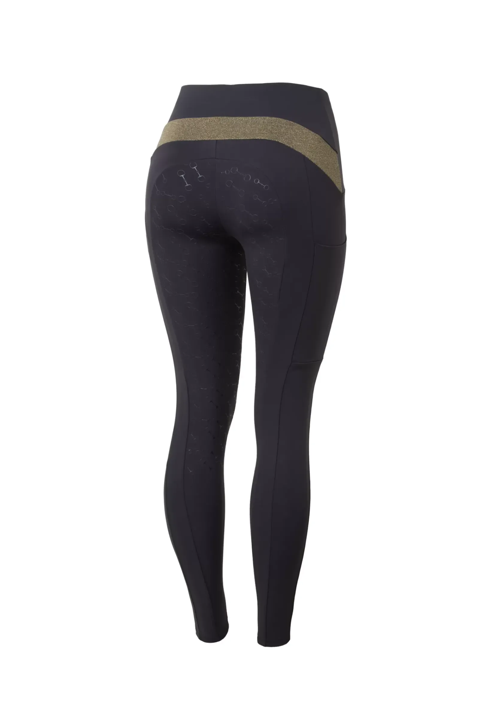 * Sagira Naisten Kokopaikkaiset Ratsastusleggingsit Silikonipainatuksilla Ja Kullanvarisilla Yksityiskohdilla