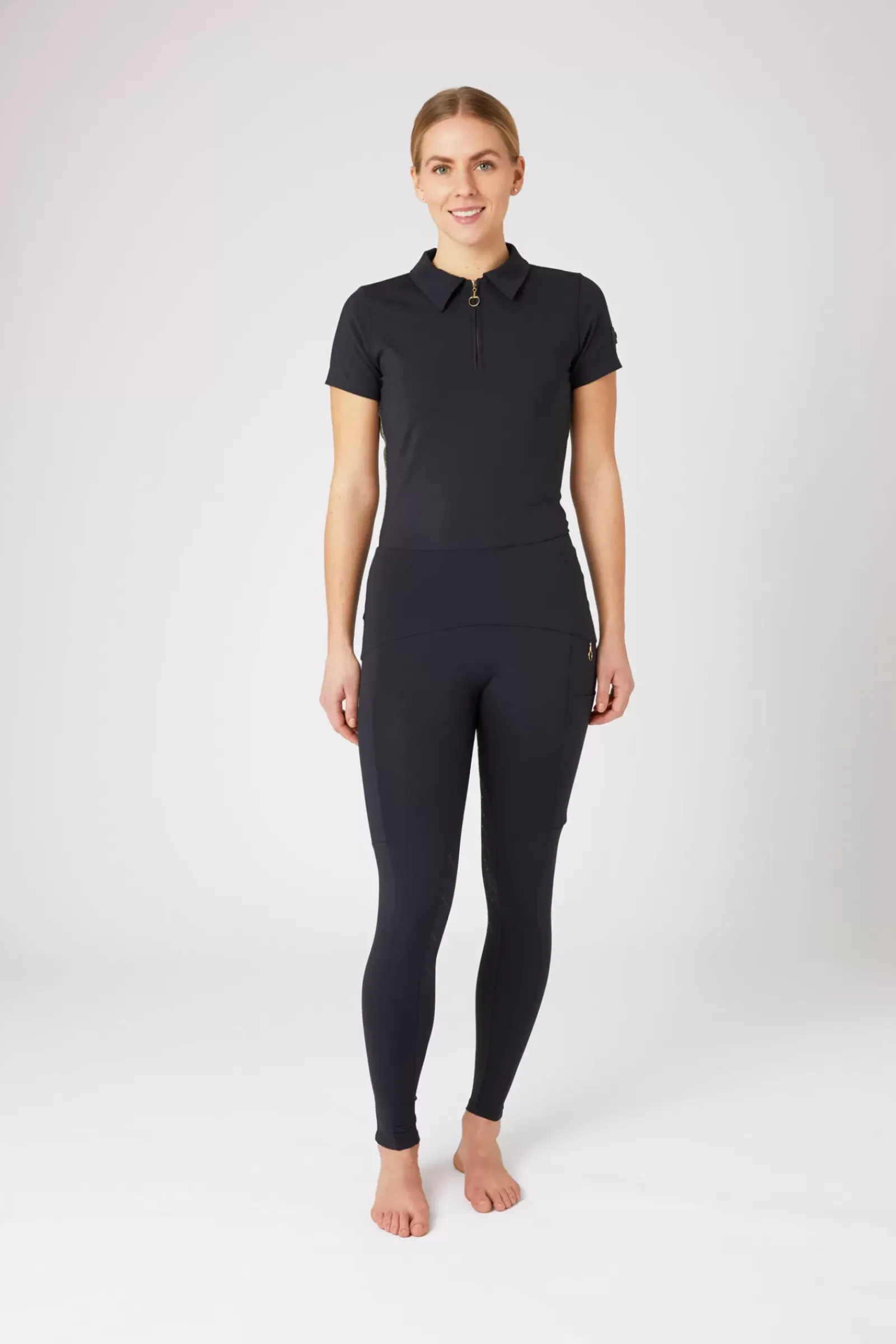 * Sagira Naisten Kokopaikkaiset Ratsastusleggingsit Silikonipainatuksilla Ja Kullanvarisilla Yksityiskohdilla