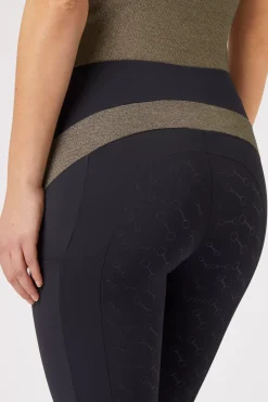 * Sagira Naisten Kokopaikkaiset Ratsastusleggingsit Silikonipainatuksilla Ja Kullanvarisilla Yksityiskohdilla