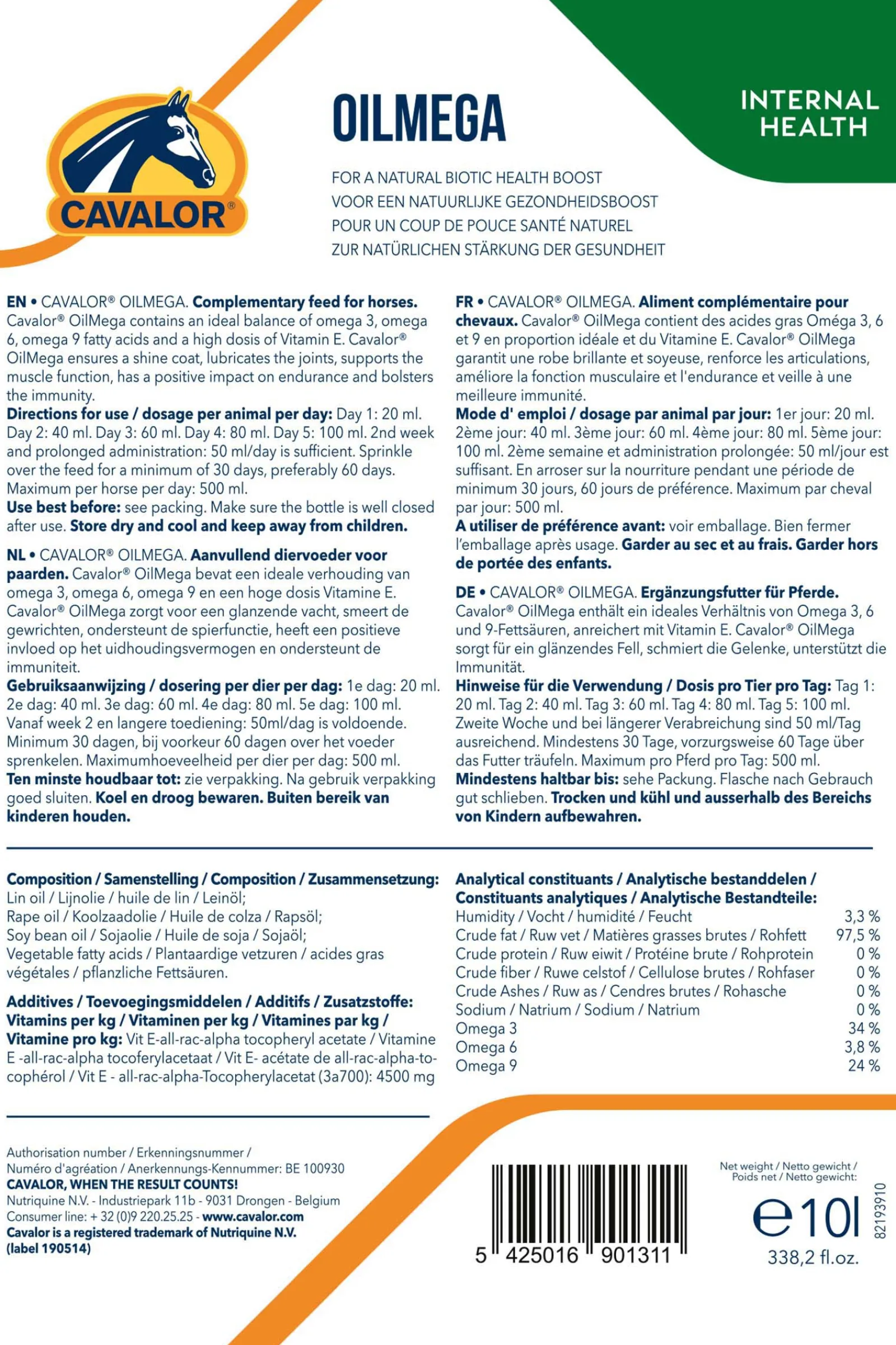 Sale cavalor Oilmega, 10L Ei Maaritelty