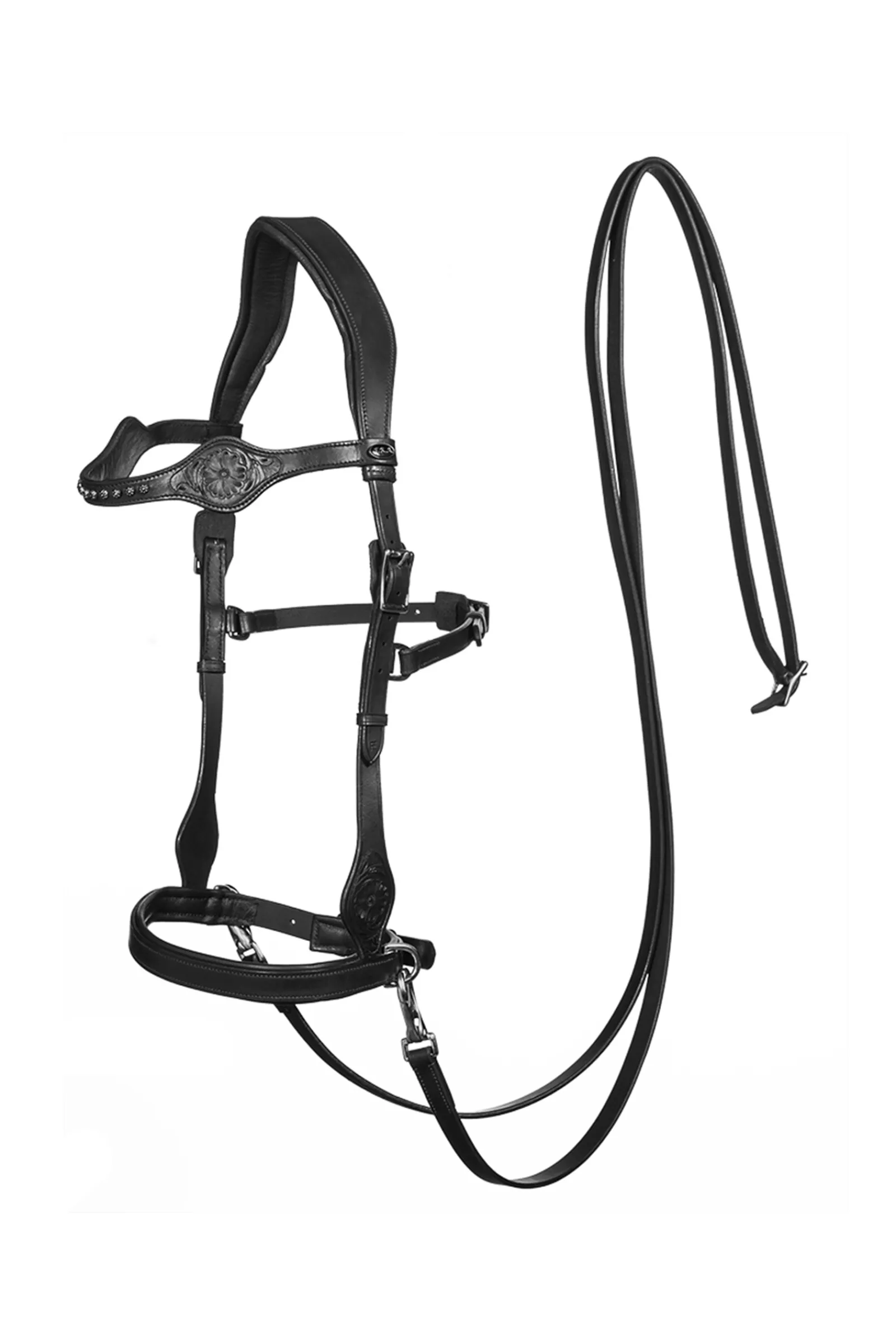 Best fra Dandy Sidepull-Suitset (System 3) Nahkaa, Nahkaohjat Klipsikiinnityksella Black