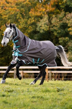 horseware Amigo Bravo 12 Plus Ulkoloimi Levykiinnityksella, 250 G Excalibur/Aqua & Turquoise