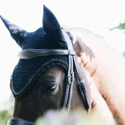 New kentucky Horsewear Korvahuppu Timanteilla Ja Helmilla, Pitka Malli Black