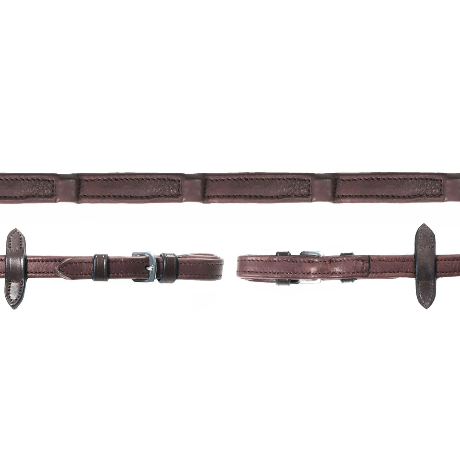 Outlet schockemohle Durasoft Nahkaohjat Nailonytimella Dark Brown/Silver